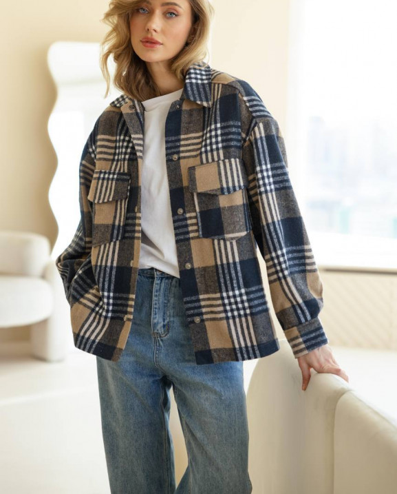 16 сорочка у клітинку байкова на кнопках